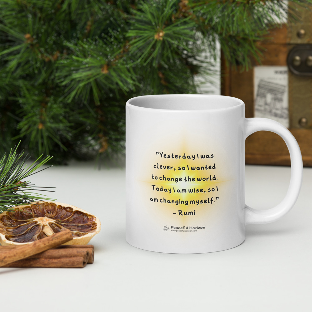 Rumi Quote Coffee Mug Inspirational Quotes Gift Idea Yesterday Clever Today Wise Change World Peaceful Horizon - Image 3