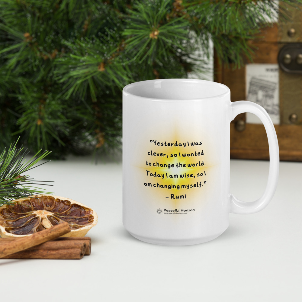 Rumi Quote Coffee Mug Inspirational Quotes Gift Idea Yesterday Clever Today Wise Change World Peaceful Horizon - Image 2