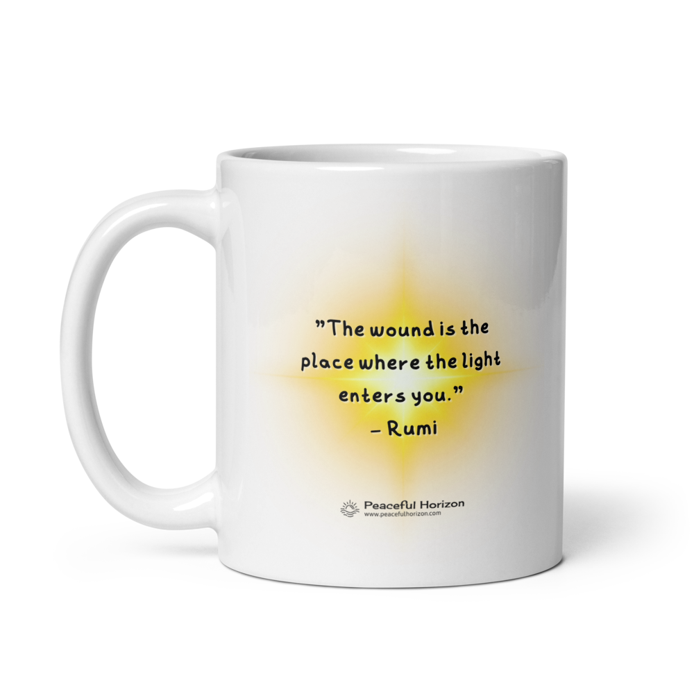 Rumi Quote Coffee Mug Gift Idea Wound Is The Place Where Light Enters You Inspirational Quotes Peaceful Horizon